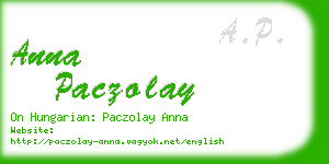 anna paczolay business card